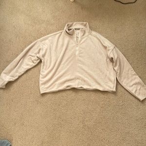 Aerie cream cropped zip up sweater